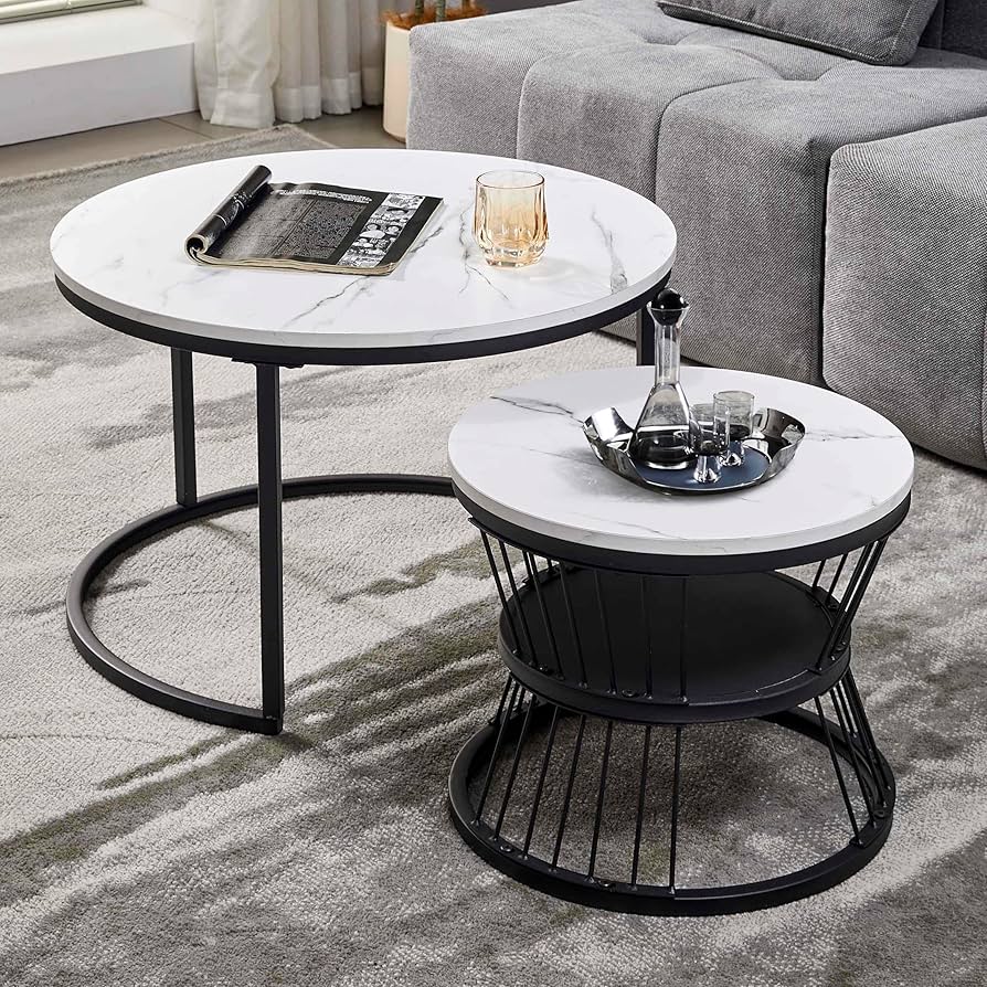 Amazon.com: YVDNHP Nesting Coffee Table Black Set of 2, 27.5